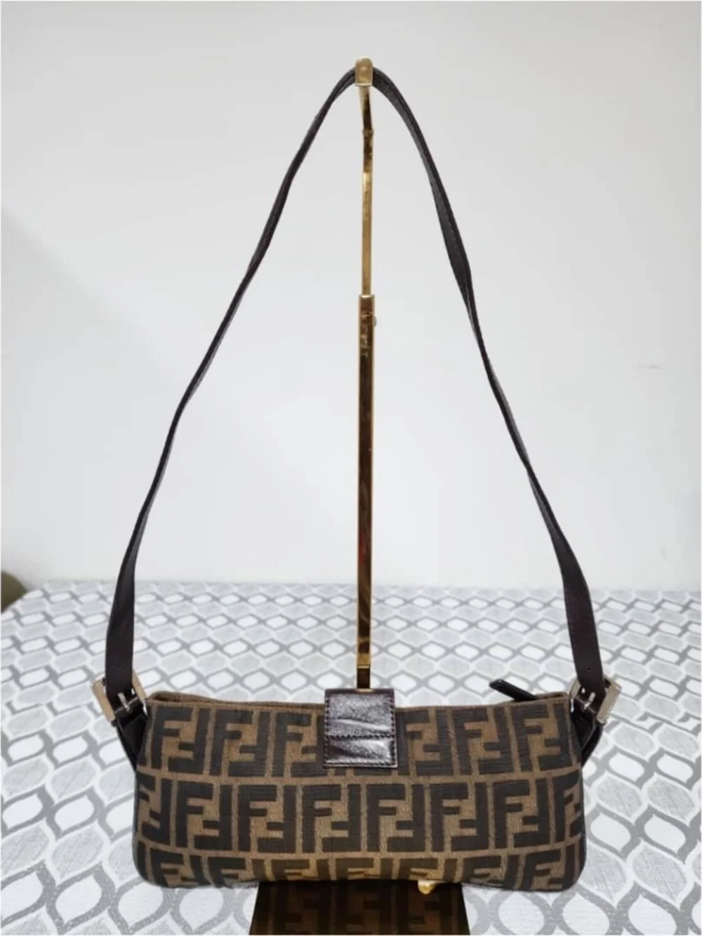 Authentic FENDI Zucca Shoulder Bag Brown